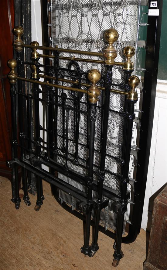 Pair Victorian single brass and iron bedsteads